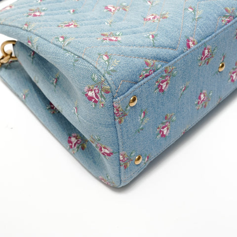 GUCCI GG Marmont Floral Denim 2-Way Handbag blue WS28384