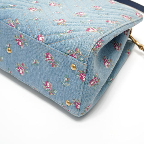 GUCCI GG Marmont Floral Denim 2-Way Handbag blue WS28384