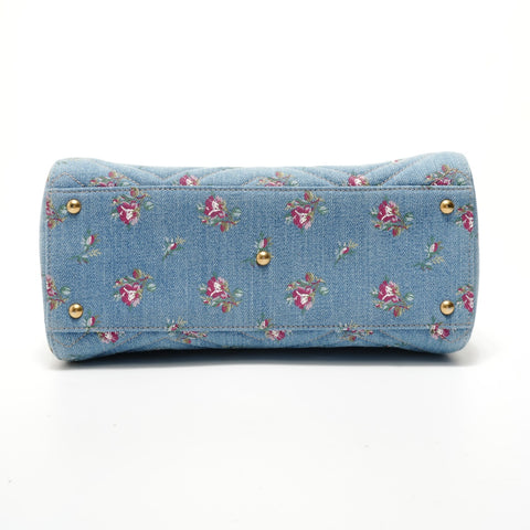 GUCCI GG Marmont Floral Denim 2-Way Handbag blue WS28384