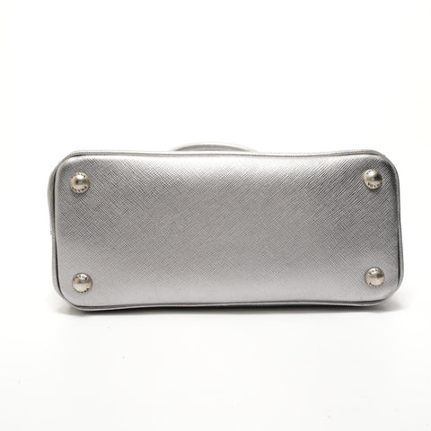 PRADA Galleria Saffiano 2way Handbag Silver WS28385