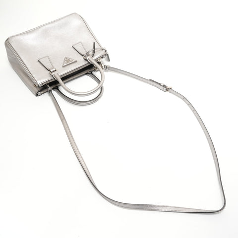 PRADA Galleria Saffiano 2way Handbag Silver WS28385