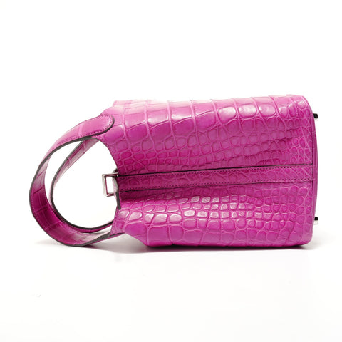 HERMES Picotin Lock PM Alligator Z-stamp Handbag pink WS28386