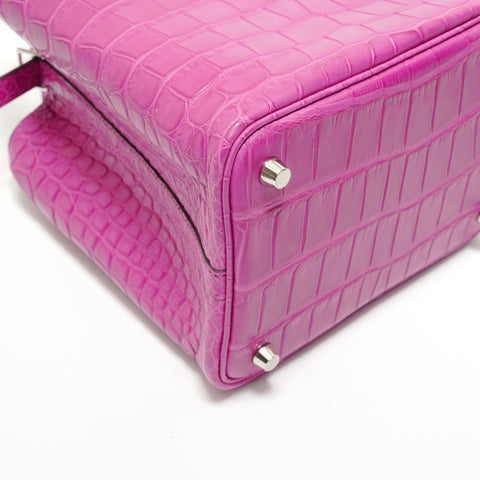 HERMES Picotin Lock PM Alligator Z-stamp Handbag pink WS28386