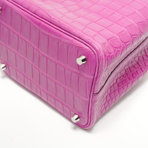 HERMES Picotin Lock PM Alligator Z-stamp Handbag pink WS28386
