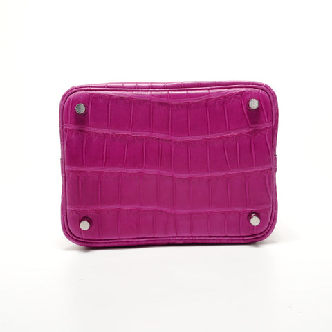 HERMES Picotin Lock PM Alligator Z-stamp Handbag pink WS28386