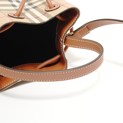 BURBERRY Mini Check Bucket Bag (2-way) Handbag beige WS28387