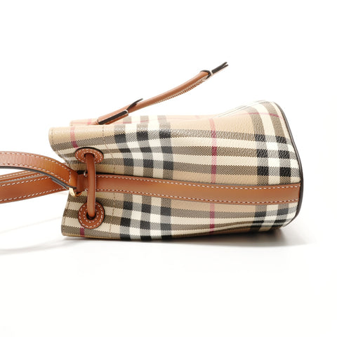 BURBERRY Mini Check Bucket Bag (2-way) Handbag beige WS28387