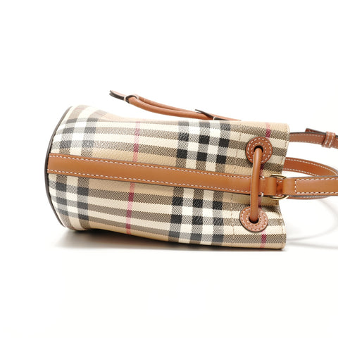 BURBERRY Mini Check Bucket Bag (2-way) Handbag beige WS28387