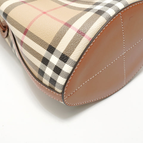 BURBERRY Mini Check Bucket Bag (2-way) Handbag beige WS28387