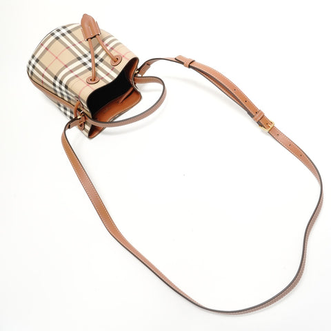 BURBERRY Mini Check Bucket Bag (2-way) Handbag beige WS28387