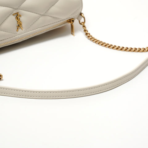 YVES SAINT LAURENT YSL Sad Quilted Tube Bag Shoulder Bag Ivory WS28391