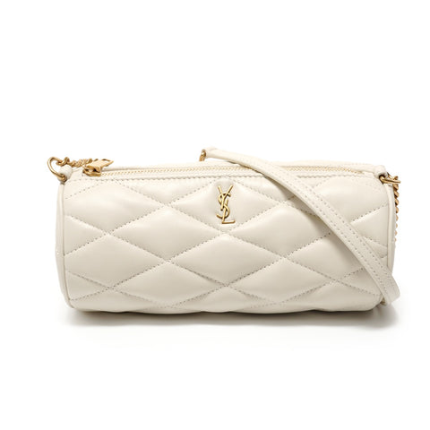 YVES SAINT LAURENT YSL Sad Quilted Tube Bag Shoulder Bag Ivory WS28391