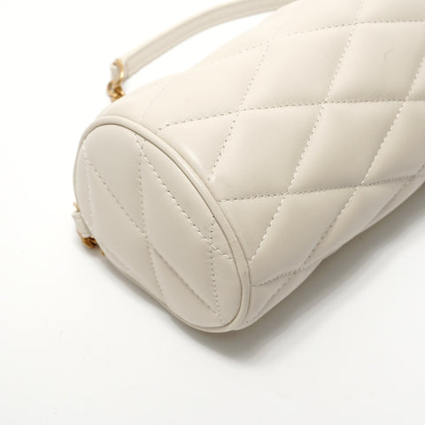 YVES SAINT LAURENT YSL Sad Quilted Tube Bag Shoulder Bag Ivory WS28391