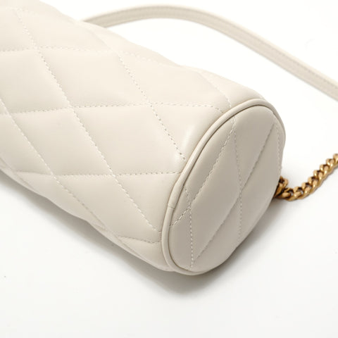 YVES SAINT LAURENT YSL Sad Quilted Tube Bag Shoulder Bag Ivory WS28391