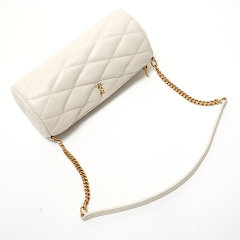 YVES SAINT LAURENT YSL Sad Quilted Tube Bag Shoulder Bag Ivory WS28391