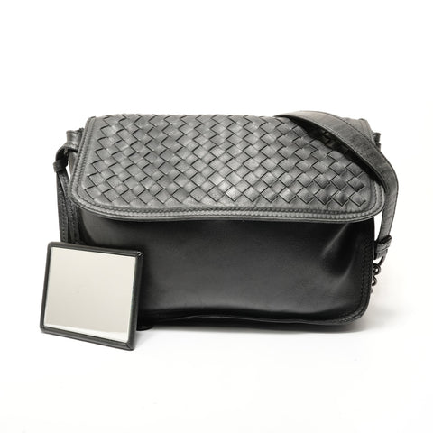 BOTTEGAVENETA INTRECCIATO leather Shoulder Bag black WS28392