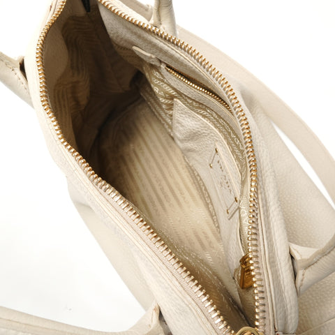 PRADA 2way leather Tote Bag Ivory WS28395