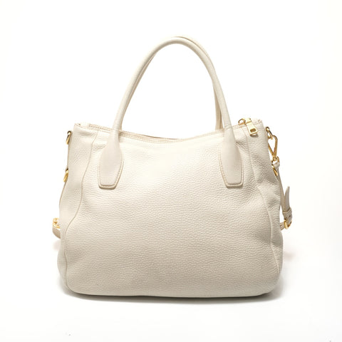 PRADA 2way leather Tote Bag Ivory WS28395