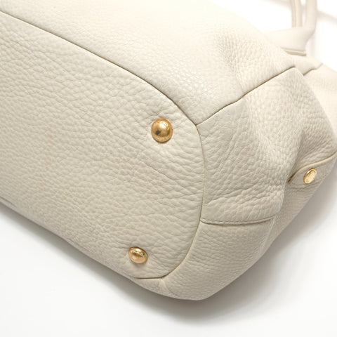 PRADA 2way leather Tote Bag Ivory WS28395
