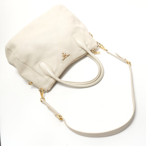 PRADA 2way leather Tote Bag Ivory WS28395