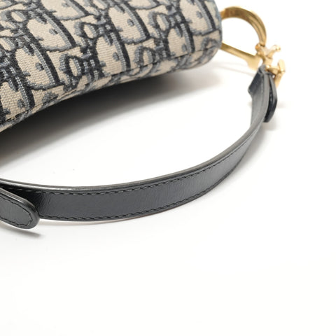 Christian Dior Trotter Canvas Saddlebag Handbag Navy WS28399