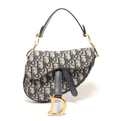 Christian Dior Trotter Canvas Saddlebag Handbag Navy WS28399