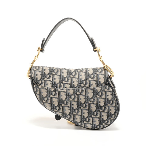 Christian Dior Trotter Canvas Saddlebag Handbag Navy WS28399