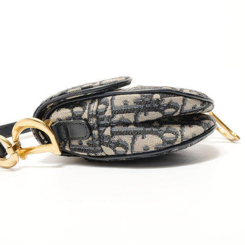 Christian Dior Trotter Canvas Saddlebag Handbag Navy WS28399