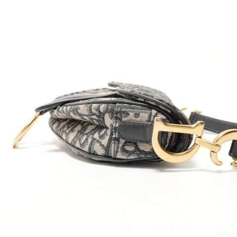 Christian Dior Trotter Canvas Saddlebag Handbag Navy WS28399
