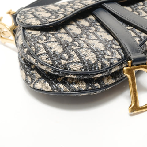 Christian Dior Trotter Canvas Saddlebag Handbag Navy WS28399