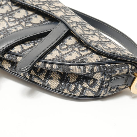 Christian Dior Trotter Canvas Saddlebag Handbag Navy WS28399