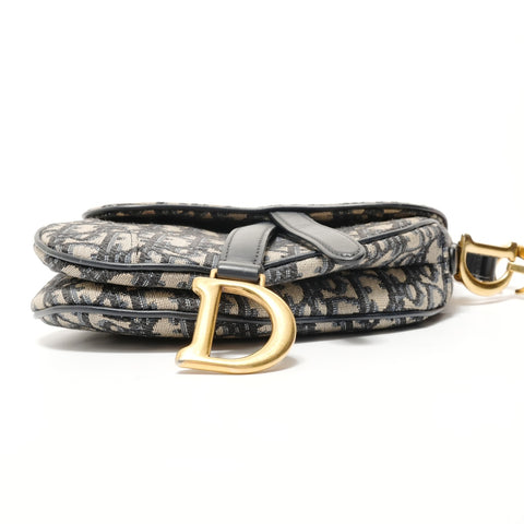Christian Dior Trotter Canvas Saddlebag Handbag Navy WS28399