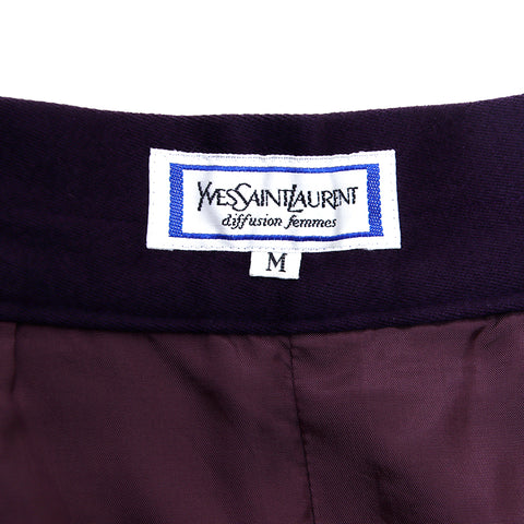 イヴ・サンローラン YVES SAINT LAURENT サイズ M スカート スーツ セットアップ VINTAGE 中古 定番 ウール パープル WS2839