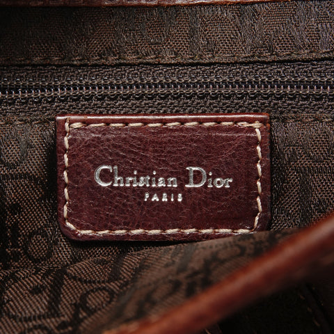 Christian Dior Saddle Leather Embroidery Floral Pattern Shoulder Bag Brown WS28401