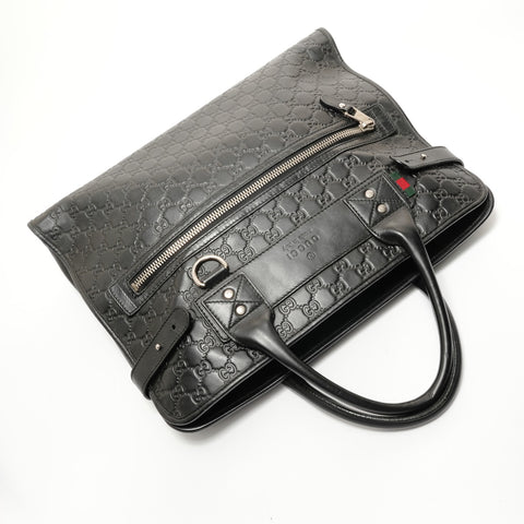 GUCCI GG Shima Leather Handbag black WS28403