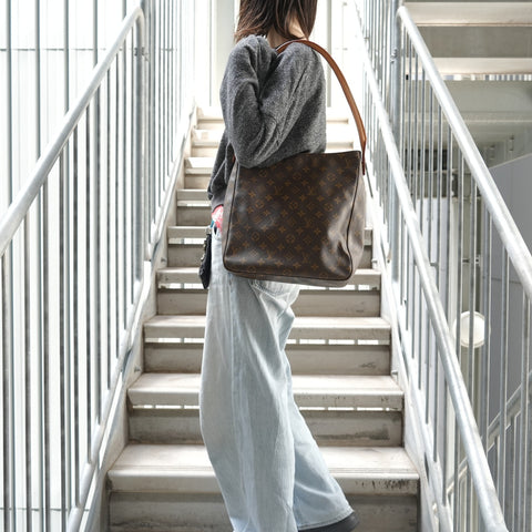 LOUIS VUITTON 2001 Monogram Looping GM Shoulder Bag Brown WS28404