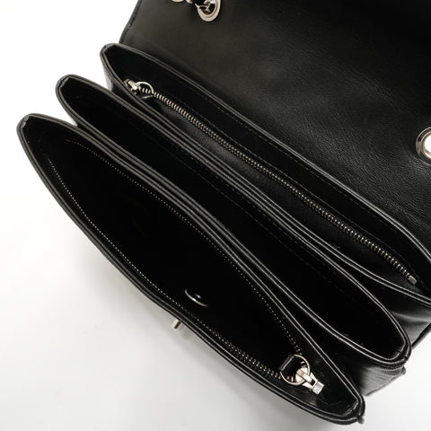 CHANEL Item No. 16, Lambskin Matelass, Metal Silver Shoulder Bag black WS28408