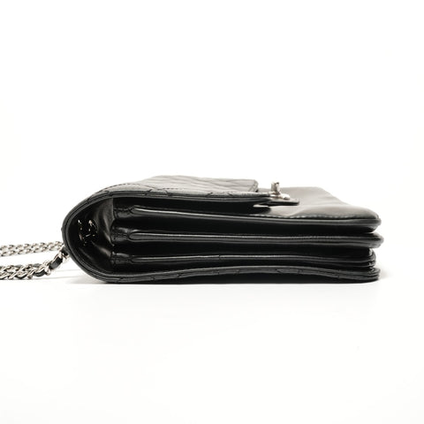 CHANEL Item No. 16, Lambskin Matelass, Metal Silver Shoulder Bag black WS28408