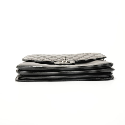 CHANEL Item No. 16, Lambskin Matelass, Metal Silver Shoulder Bag black WS28408