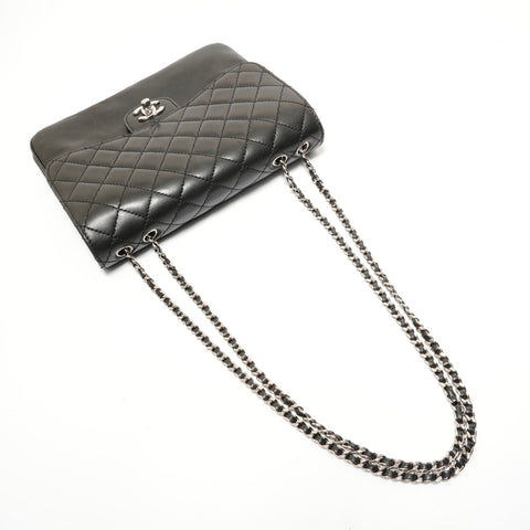 CHANEL Item No. 16, Lambskin Matelass, Metal Silver Shoulder Bag black WS28408