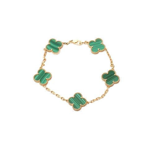 Van Cleef & Arpels Van Cleef & Arpels Alhambra 5 Motif Malachite Au750 / Box and Certificate Included bracelet gold WS28417