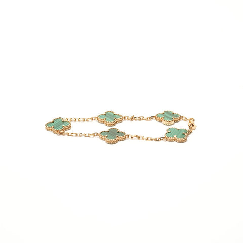 Van Cleef & Arpels Van Cleef & Arpels Alhambra 5 Motif Malachite Au750 / Box and Certificate Included bracelet gold WS28417