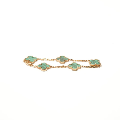 Van Cleef & Arpels Van Cleef & Arpels Alhambra 5 Motif Malachite Au750 / Box and Certificate Included bracelet gold WS28417