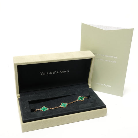 Van Cleef & Arpels Van Cleef & Arpels Alhambra 5 Motif Malachite Au750 / Box and Certificate Included bracelet gold WS28417