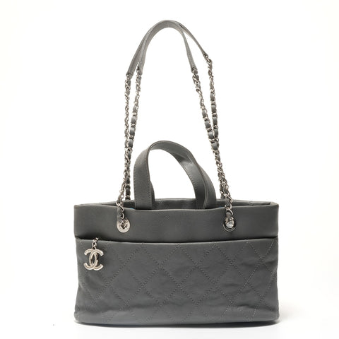 CHANEL Serial number 20s, 2014-2015, Caviar Matelass, CC logo Shoulder Bag gray WS28425