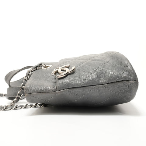 CHANEL Serial number 20s, 2014-2015, Caviar Matelass, CC logo Shoulder Bag gray WS28425