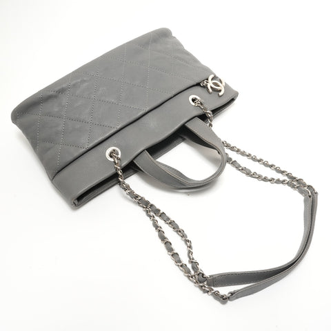 CHANEL Serial number 20s, 2014-2015, Caviar Matelass, CC logo Shoulder Bag gray WS28425