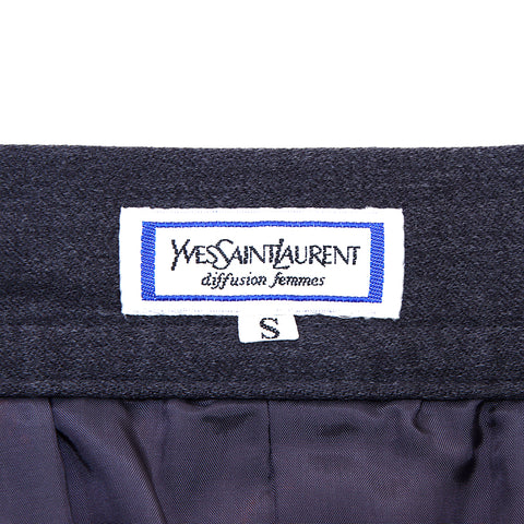 イヴ・サンローラン YVES SAINT LAURENT ジャケット スカート サイズS  ヴィンテージ セットアップ レーヨン グレー WS2842