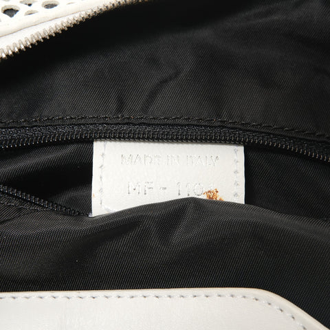 Christian Dior Perforated Hobo Leather Shoulder Bag white WS28430