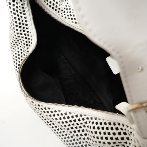 Christian Dior Perforated Hobo Leather Shoulder Bag white WS28430